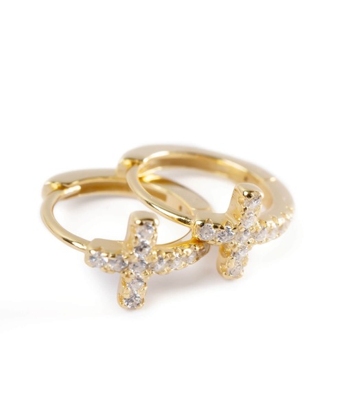 Ops.（オプス）の「ピアス アレルギー対応 フープピアス シルバー925  ジルコニア 【kyklos-cros キクロス・クロス】（ピアス（両耳用）・レディース・シルバー/イエローゴールド・SMALL/MEDIUM）」の10枚目の写真