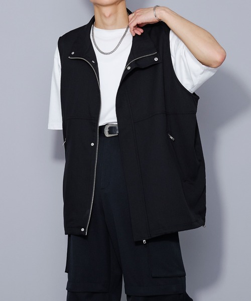 Ellno Loset(エルノロゼット)の「スタンドネックドロストベスト/セットアップ対応(ベスト・メンズ・ブラック/ブルー系その他・LARGE/MEDIUM)」の2枚目の写真