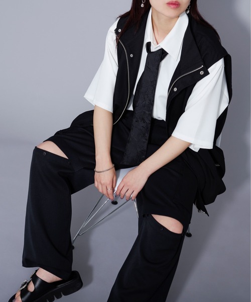 Ellno Loset(エルノロゼット)の「スタンドネックドロストベスト/セットアップ対応(ベスト・メンズ・ブラック/ブルー系その他・LARGE/MEDIUM)」の3枚目の写真