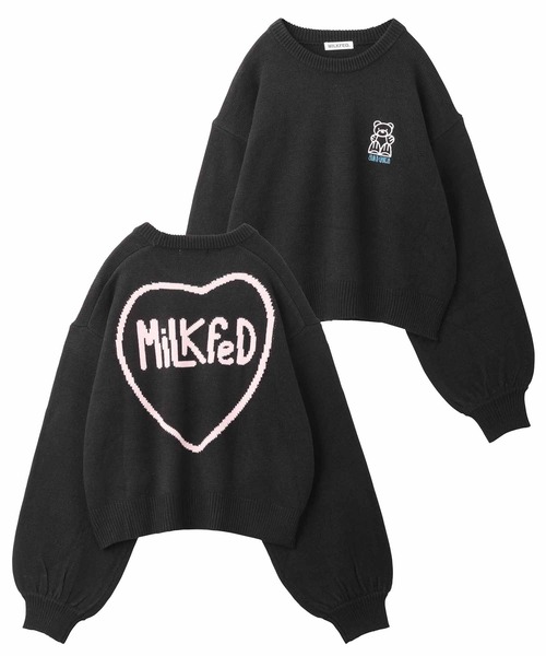 セーター ニット ミルクフェド MILKFED LOGO KNIT TOP レディース 黒 ブラック 秋 冬 MILKFED. セーター ニット ミルクフェド MILKFED LOGO KNIT TOP