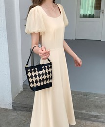 ABITOKYO（アビトーキョー）の「バックリボンパフスリーブフレアワンピース（ワンピース）」