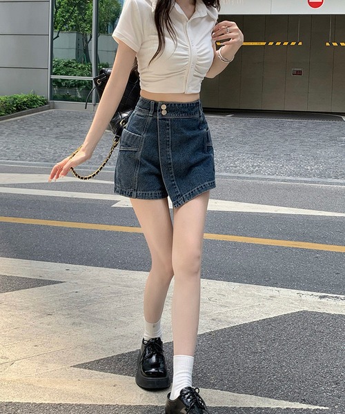 Chick(チック)の「Denim Culotte Skirt / デニムキュロットスカート スカパン(デニムパンツ・レディース・ブラック/ブルー・S/M/L)」の5枚目の写真