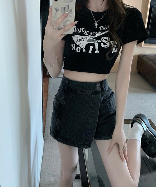 Chick(チック)の「Denim Culotte Skirt / デニムキュロットスカート スカパン(デニムパンツ・レディース・ブラック/ブルー・S/M/L)」の6枚目の写真