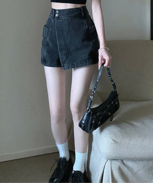 Chick(チック)の「Denim Culotte Skirt / デニムキュロットスカート スカパン(デニムパンツ・レディース・ブラック/ブルー・S/M/L)」の8枚目の写真