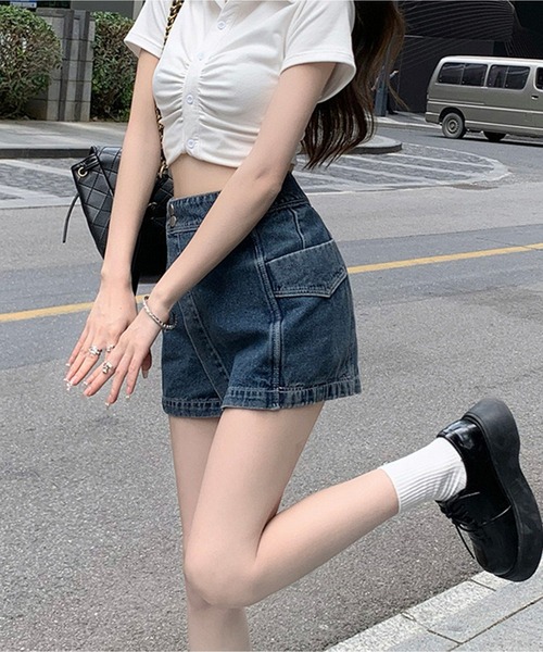 Chick(チック)の「Denim Culotte Skirt / デニムキュロットスカート スカパン(デニムパンツ・レディース・ブラック/ブルー・S/M/L)」の7枚目の写真