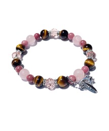 RiNc（リンク）の「【 NOLITA / ノリータ 】タイガーアイ ローズクォーツ ロードナイト チャーム付き 天然石 ブレスレット（ブレスレット）」