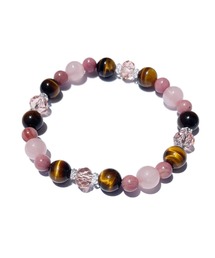 RiNc（リンク）の「【 NOLITA / ノリータ 】タイガーアイ ローズクォーツ ロードナイト チャーム付き 天然石 ブレスレット（ブレスレット）」