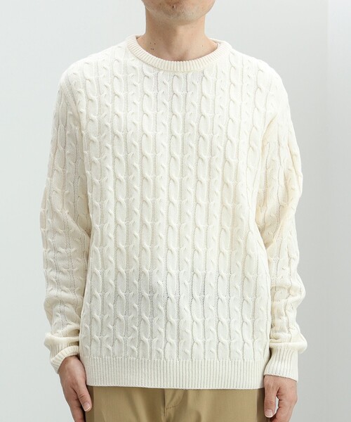 BEAMS HEART(ビームスハート)の「【ユニセックス】ケーブル編 クルーネック ニット(ニット/セーター・メンズ・ワイン/オフホワイト/ベージュ/ピンク/ライトグレー/オレンジ・SMALL/MEDIUM/LARGE)」の8枚目の写真