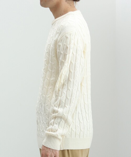 BEAMS HEART(ビームスハート)の「【ユニセックス】ケーブル編 クルーネック ニット(ニット/セーター・メンズ・ワイン/オフホワイト/ベージュ/ピンク/ライトグレー/オレンジ・SMALL/MEDIUM/LARGE)」の9枚目の写真