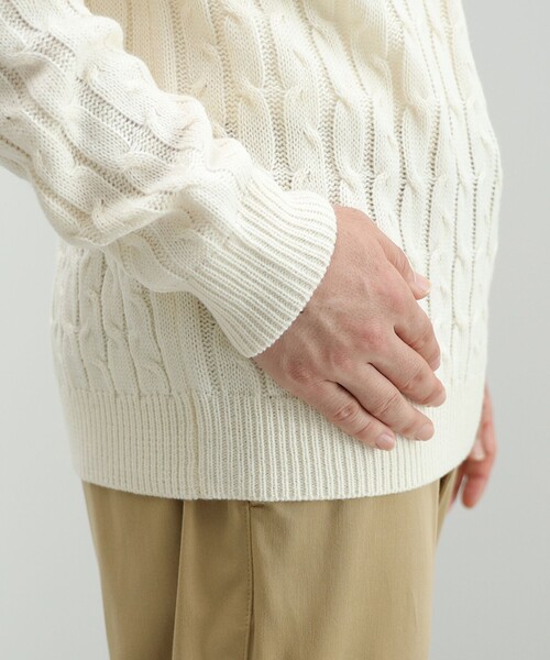 BEAMS HEART(ビームスハート)の「【ユニセックス】ケーブル編 クルーネック ニット(ニット/セーター・メンズ・ワイン/オフホワイト/ベージュ/ピンク/ライトグレー/オレンジ・SMALL/MEDIUM/LARGE)」の12枚目の写真