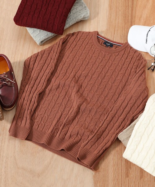 BEAMS HEART(ビームスハート)の「【ユニセックス】ケーブル編 クルーネック ニット(ニット/セーター・メンズ・ワイン/オフホワイト/ベージュ/ピンク/ライトグレー/オレンジ・SMALL/MEDIUM/LARGE)」の5枚目の写真