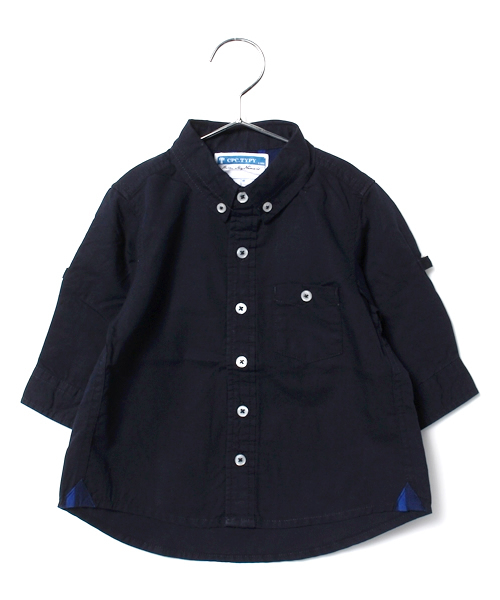 CIAOPANIC TYPY（チャオパニックティピー）の「KIDS 綿麻7分ボタンダウンシャツ（シャツ/ブラウス・キッズ・ホワイト/ネイビー/イエロー/ブルー・125/105/115/135/95）」の3枚目の写真