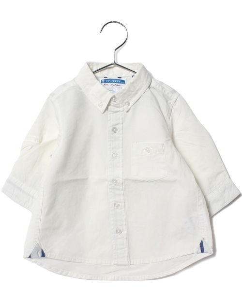 CIAOPANIC TYPY（チャオパニックティピー）の「KIDS 綿麻7分ボタンダウンシャツ（シャツ/ブラウス・キッズ・ホワイト/ネイビー/イエロー/ブルー・125/105/115/135/95）」の2枚目の写真