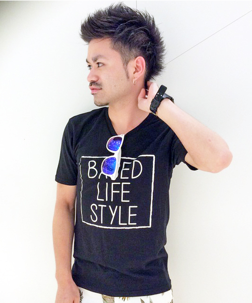 VENCEEXCHANGE（ヴァンスエクスチェンジ）の「手描きBOXロゴTシャツ  （Tシャツ/カットソー・メンズ・ブラック/ピンク/オフホワイト・SMALL/LARGE/MEDIUM）」の3枚目の写真