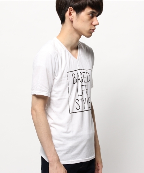 VENCEEXCHANGE（ヴァンスエクスチェンジ）の「手描きBOXロゴTシャツ  （Tシャツ/カットソー・メンズ・ブラック/ピンク/オフホワイト・SMALL/LARGE/MEDIUM）」の4枚目の写真