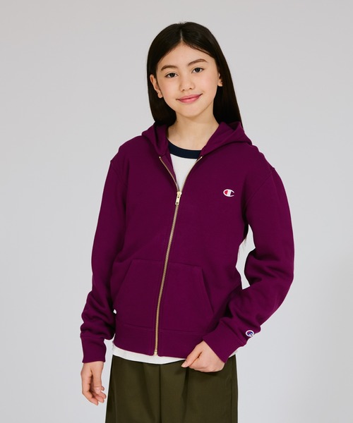 Champion（チャンピオン）の「【Champion/チャンピオン】キッズ ベーシック ジップフーデッドスウェットシャツ（パーカー・キッズ・ダークグリーン/オートミール/ブラック/グレー/ネイビー/バーガンディー/ブルー/ダークパープル/オレンジ系その他・140/130/150/120/110/100/160）」の8枚目の写真