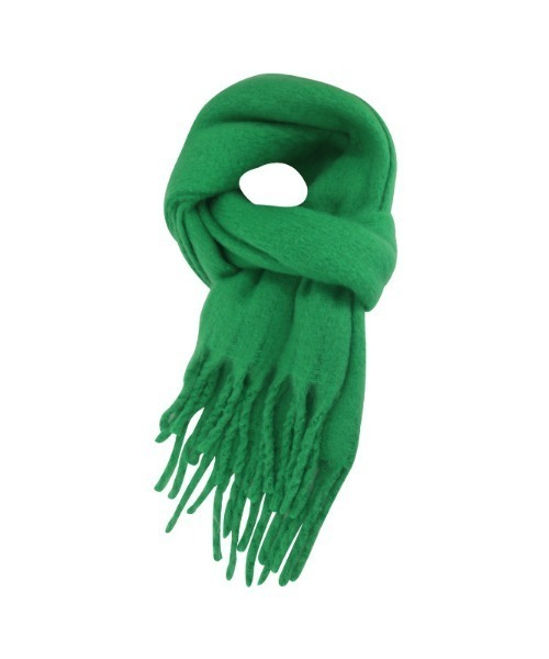 Mayree（メイリー）の「レディース フリンジボリュームマフラー(BEY)（マフラー・レディース・ブルー/サックスブルー/アイボリー/オレンジ/グリーン/ホワイト/ピンク・FREE）」の12枚目の写真