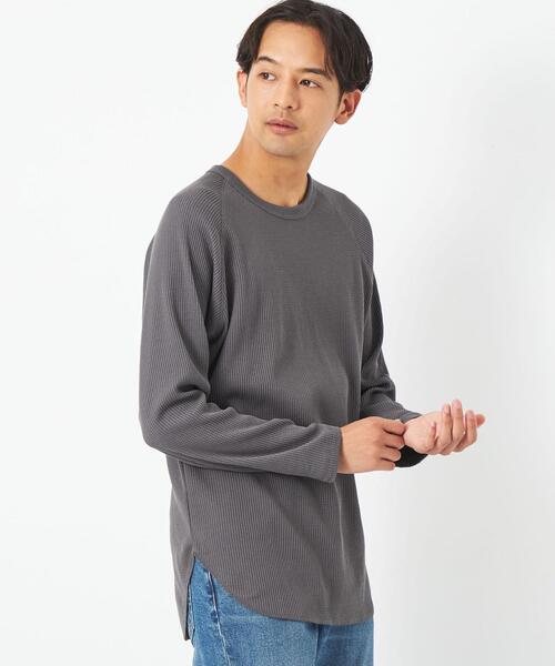 green label relaxing（グリーンレーベルリラクシング）の「ドライワッフル クルーネック 長袖 カットソー（Tシャツ/カットソー・メンズ・ブラック/ホワイト/ダークグレー/グレー・XXL/S/XL/M/XS/L）」の3枚目の写真