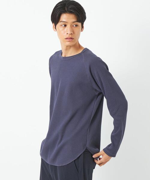 green label relaxing（グリーンレーベルリラクシング）の「ドライワッフル クルーネック 長袖 カットソー（Tシャツ/カットソー・メンズ・ブラック/ホワイト/ダークグレー/グレー・XXL/S/XL/M/XS/L）」の4枚目の写真