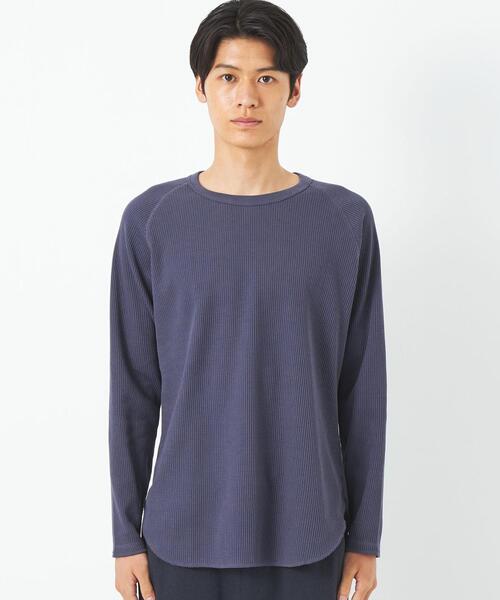 green label relaxing（グリーンレーベルリラクシング）の「ドライワッフル クルーネック 長袖 カットソー（Tシャツ/カットソー・メンズ・ブラック/ホワイト/ダークグレー/グレー・XXL/S/XL/M/XS/L）」の5枚目の写真