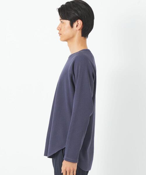 green label relaxing（グリーンレーベルリラクシング）の「ドライワッフル クルーネック 長袖 カットソー（Tシャツ/カットソー・メンズ・ブラック/ホワイト/ダークグレー/グレー・XXL/S/XL/M/XS/L）」の6枚目の写真