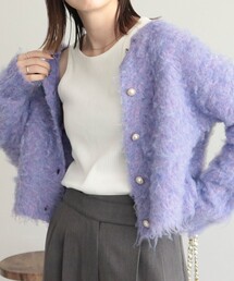 MIXシャギーショート丈カーディガン