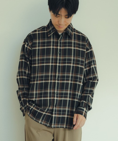 ITEMS URBANRESEARCH（アイテムズ アーバンリサーチ）の「TRストレッチ チェック レギュラーカラーシャツ（シャツ/ブラウス・メンズ・ブルー系その他/ブラック系その他/ブラウン系その他・MEDIUM/LARGE）」の20枚目の写真