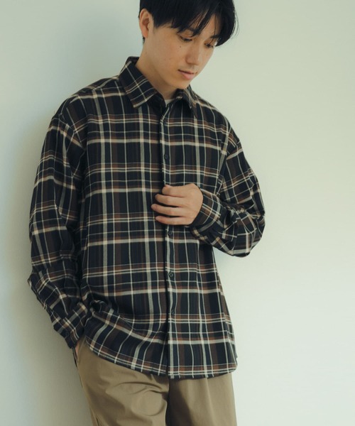 ITEMS URBANRESEARCH（アイテムズ アーバンリサーチ）の「TRストレッチ チェック レギュラーカラーシャツ（シャツ/ブラウス・メンズ・ブルー系その他/ブラック系その他/ブラウン系その他・MEDIUM/LARGE）」の22枚目の写真