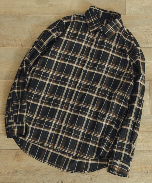 ITEMS URBANRESEARCH（アイテムズ アーバンリサーチ）の「TRストレッチ チェック レギュラーカラーシャツ（シャツ/ブラウス・メンズ・ブルー系その他/ブラック系その他/ブラウン系その他・MEDIUM/LARGE）」の2枚目の写真