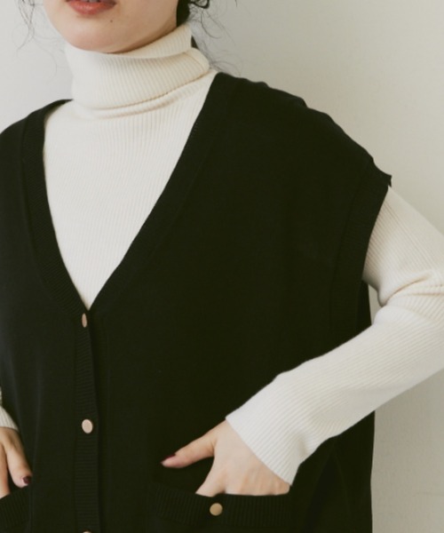 Libra Cue（リブラ キュー）の「ベーシックリブタートル（ニット/セーター・レディース・グレー/アイボリー/ブラック/レッド・FREE）」の2枚目の写真