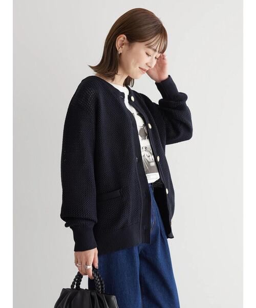 AMERICAN HOLIC(アメリカンホリック)の「エコカルットクルーネックカーディガン<エコ・軽い・ニット>(カーディガン/ボレロ・レディース・その他7/アイボリー/ネイビー・L/M)」の22枚目の写真