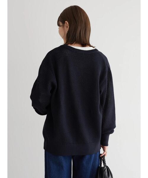 AMERICAN HOLIC(アメリカンホリック)の「エコカルットクルーネックカーディガン<エコ・軽い・ニット>(カーディガン/ボレロ・レディース・その他7/アイボリー/ネイビー・L/M)」の18枚目の写真
