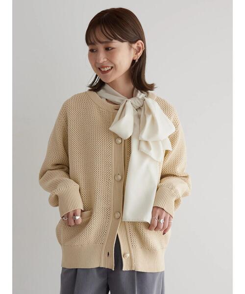 AMERICAN HOLIC(アメリカンホリック)の「エコカルットクルーネックカーディガン<エコ・軽い・ニット>(カーディガン/ボレロ・レディース・その他7/アイボリー/ネイビー・L/M)」の15枚目の写真