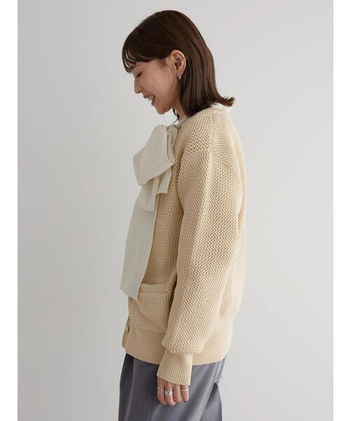 AMERICAN HOLIC(アメリカンホリック)の「エコカルットクルーネックカーディガン<エコ・軽い・ニット>(カーディガン/ボレロ・レディース・その他7/アイボリー/ネイビー・L/M)」の16枚目の写真