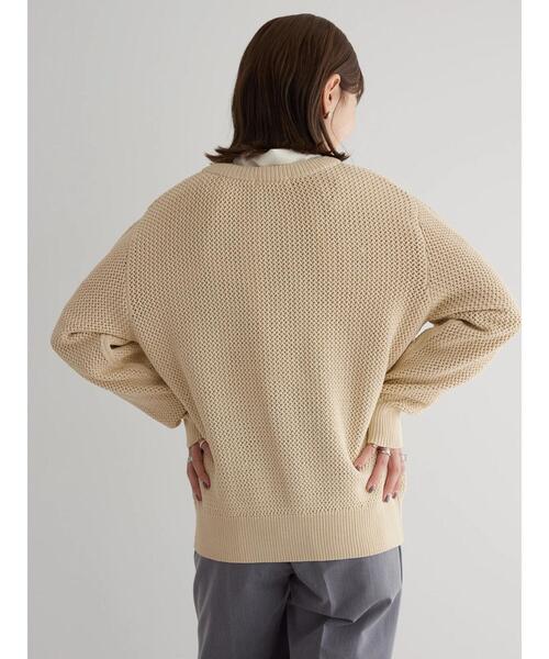AMERICAN HOLIC(アメリカンホリック)の「エコカルットクルーネックカーディガン<エコ・軽い・ニット>(カーディガン/ボレロ・レディース・その他7/アイボリー/ネイビー・L/M)」の4枚目の写真