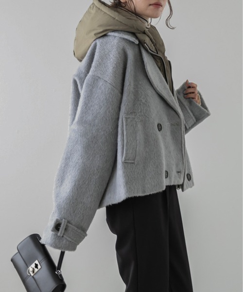 SUGAR BISKET（シュガービスケット）の「シャギーショートコート（ダウンジャケット/コート・レディース・ベージュ系その他/ライトグレー/チャコール/ブラック系その他・フリー）」の6枚目の写真