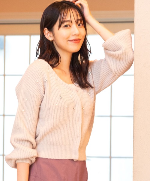 セール】□2023秋冬新作□フラッフィービジューカーディガン/MM348401