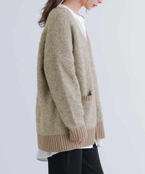 osharewalker（オシャレウォーカー）の「【廃盤】『ミックスカラーブークレニットカーディガン』（カーディガン/ボレロ・レディース・パープル/ダークネイビー/ベージュ・FREE）」の4枚目の写真