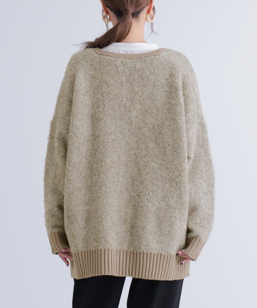 osharewalker（オシャレウォーカー）の「【廃盤】『ミックスカラーブークレニットカーディガン』（カーディガン/ボレロ・レディース・パープル/ダークネイビー/ベージュ・FREE）」の5枚目の写真