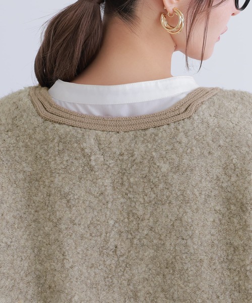 osharewalker（オシャレウォーカー）の「【廃盤】『ミックスカラーブークレニットカーディガン』（カーディガン/ボレロ・レディース・パープル/ダークネイビー/ベージュ・FREE）」の7枚目の写真