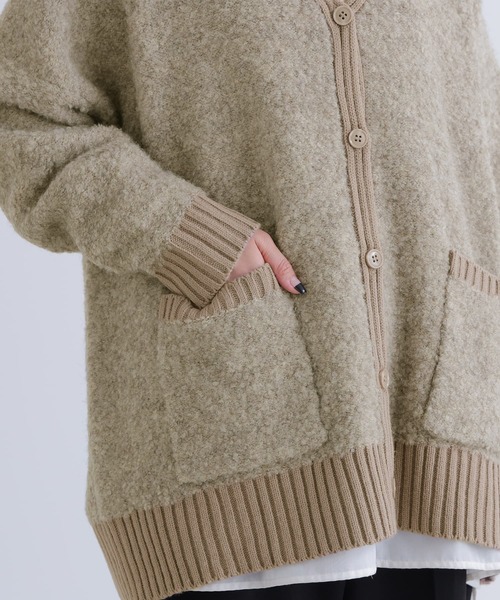 osharewalker（オシャレウォーカー）の「【廃盤】『ミックスカラーブークレニットカーディガン』（カーディガン/ボレロ・レディース・パープル/ダークネイビー/ベージュ・FREE）」の8枚目の写真