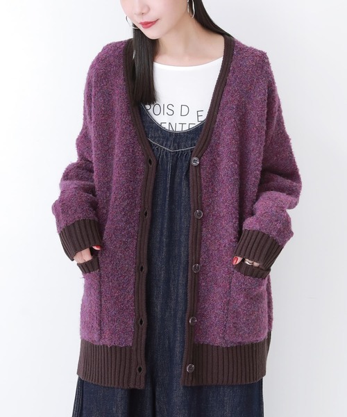 osharewalker（オシャレウォーカー）の「【廃盤】『ミックスカラーブークレニットカーディガン』（カーディガン/ボレロ・レディース・パープル/ダークネイビー/ベージュ・FREE）」の10枚目の写真
