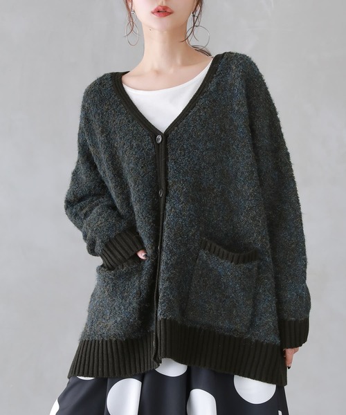 osharewalker（オシャレウォーカー）の「【廃盤】『ミックスカラーブークレニットカーディガン』（カーディガン/ボレロ・レディース・パープル/ダークネイビー/ベージュ・FREE）」の11枚目の写真