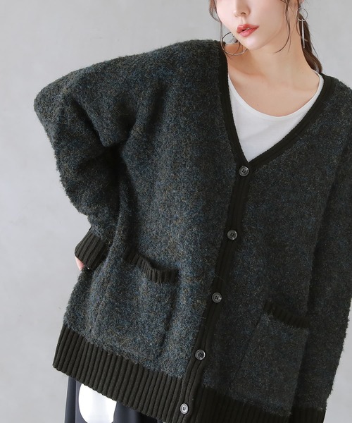 osharewalker（オシャレウォーカー）の「【廃盤】『ミックスカラーブークレニットカーディガン』（カーディガン/ボレロ・レディース・パープル/ダークネイビー/ベージュ・FREE）」の12枚目の写真