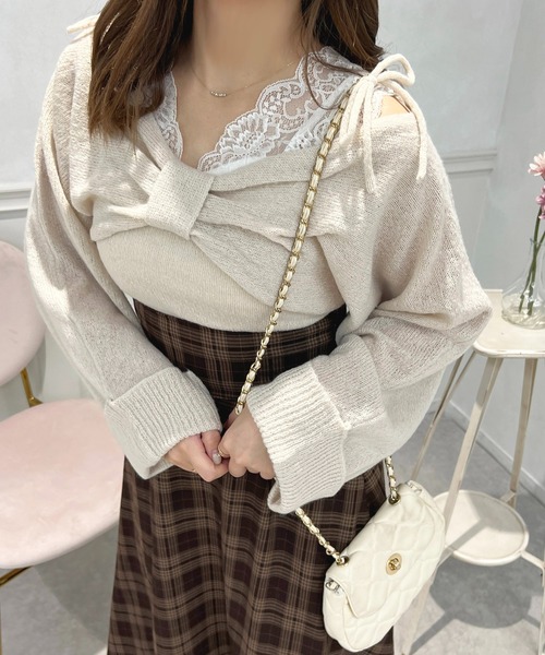 apres jour(アプレジュール)の「リボンニットアンサンブル【ZOZOTOWN限定アイテム】(アンサンブル・レディース・オフホワイト/ピンク/ライトベージュ・フリー/X-LARGE)」の7枚目の写真