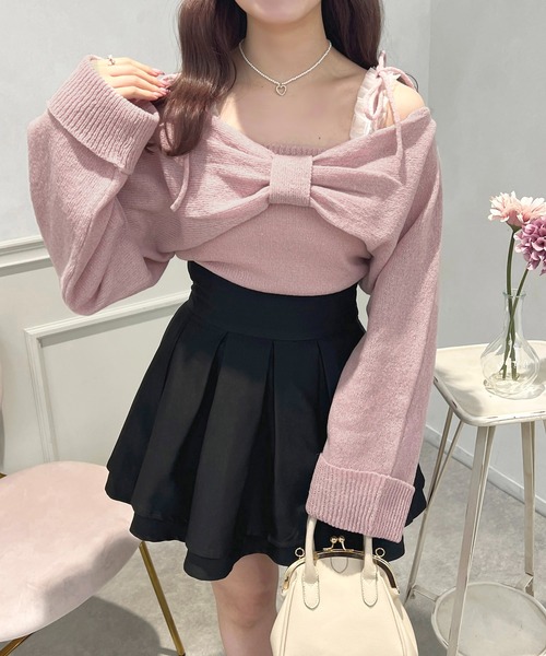 apres jour アプレジュール 袖リボンニットアンサンブル 袖リボンニットアンサンブル（ニット/セーター）｜apres jour（アプレ