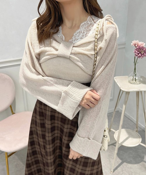 apres jour（アプレジュール）の「リボンニットアンサンブル【ZOZOTOWN