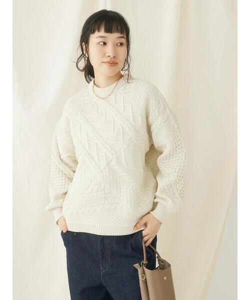 CRAFT STANDARD BOUTIQUE(クラフトスタンダードブティック)の「リサイクルポリエステルパッチワークプルオーバー(Tシャツ/カットソー・レディース・ブラック/アイボリー/ベージュ・FREE)」の4枚目の写真