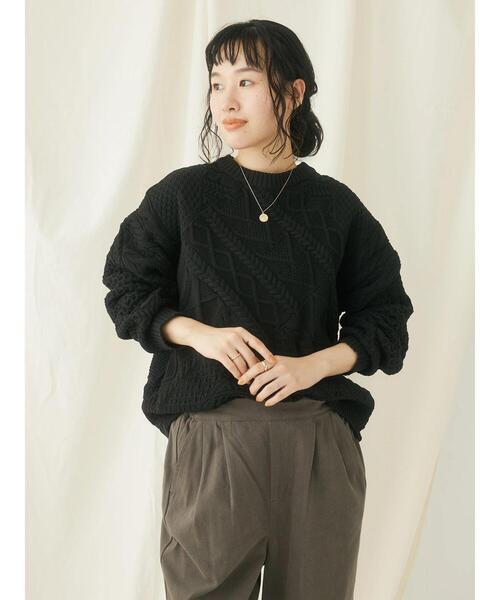 CRAFT STANDARD BOUTIQUE(クラフトスタンダードブティック)の「リサイクルポリエステルパッチワークプルオーバー(Tシャツ/カットソー・レディース・ブラック/アイボリー/ベージュ・FREE)」の5枚目の写真