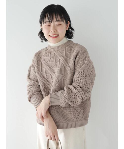 CRAFT STANDARD BOUTIQUE(クラフトスタンダードブティック)の「リサイクルポリエステルパッチワークプルオーバー(Tシャツ/カットソー・レディース・ブラック/アイボリー/ベージュ・FREE)」の6枚目の写真